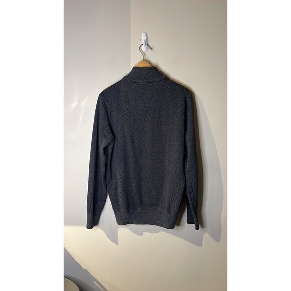 ROBERT GRAHAM Desmond Quarter Zip‎ Pullover Cotton MEDIUM Sweater Charcoal - Picture 6 of 6